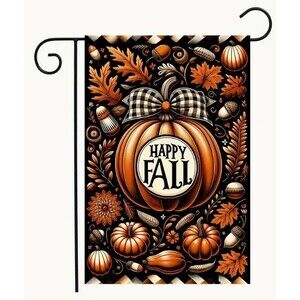 Garden Flag 12x18in Double sided Happy Fall Polyester Pumpkin